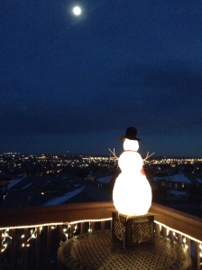 View from Judy's back deck — Frosty the Snowman keeping watch over the valley.